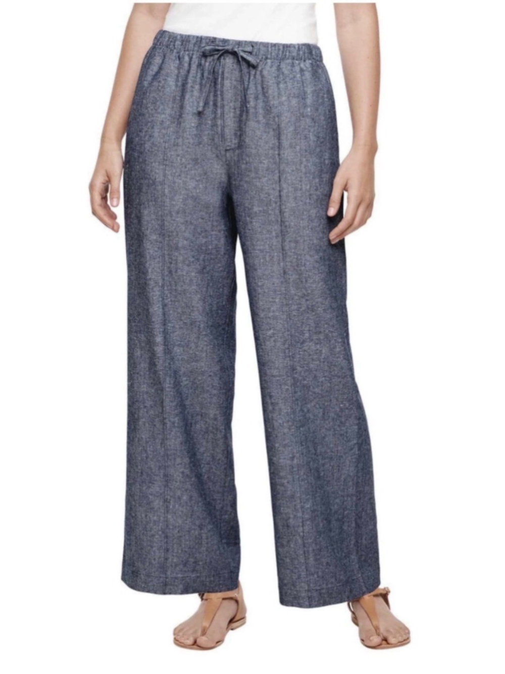 Women's Gap Linen Chambray Pull On Pants Blue Size M